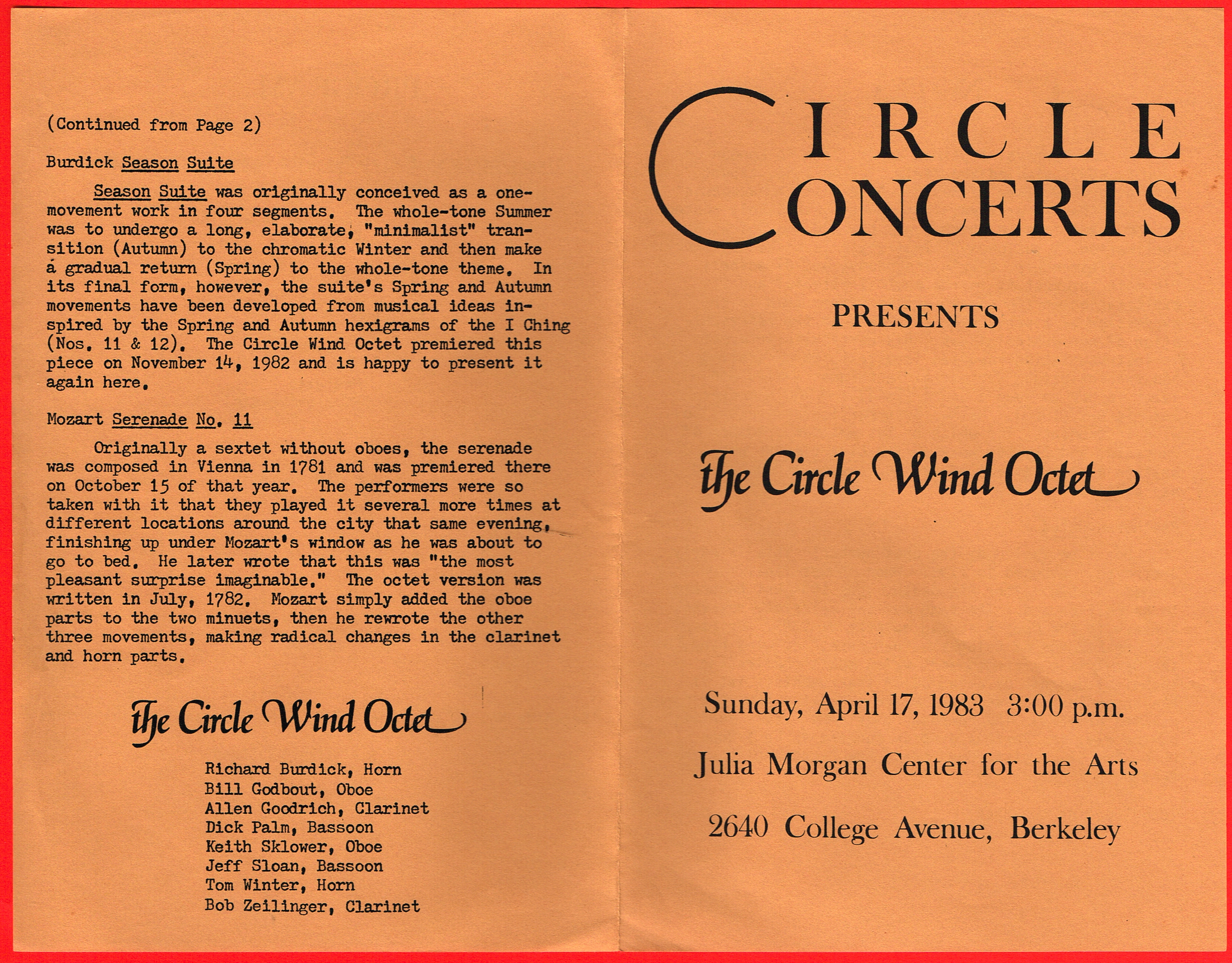Circle Wind Octet Program 1