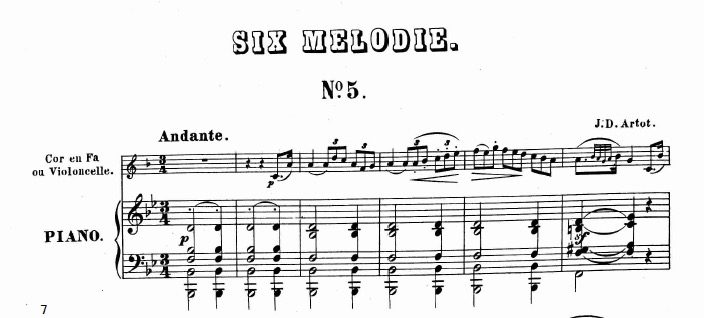 Artot Melodies for horn and piano suite 3 no. 1 sample