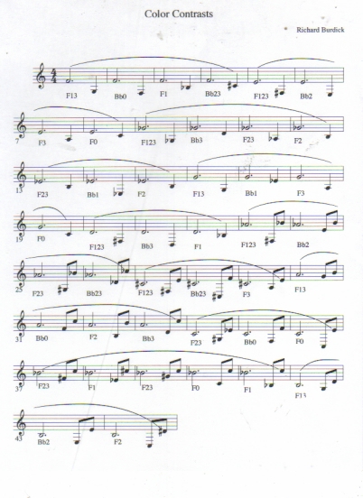Richard Burdick's Color Contrasts for solo horn , opus 122