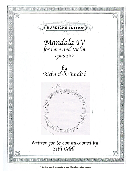 Sheet music cover for Richard Burdick's Mandala No.4, Op. 163