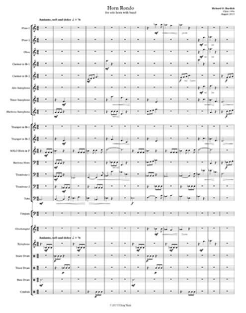Score page for Horn Rondo for Band, Op. 199a by R. Burdick