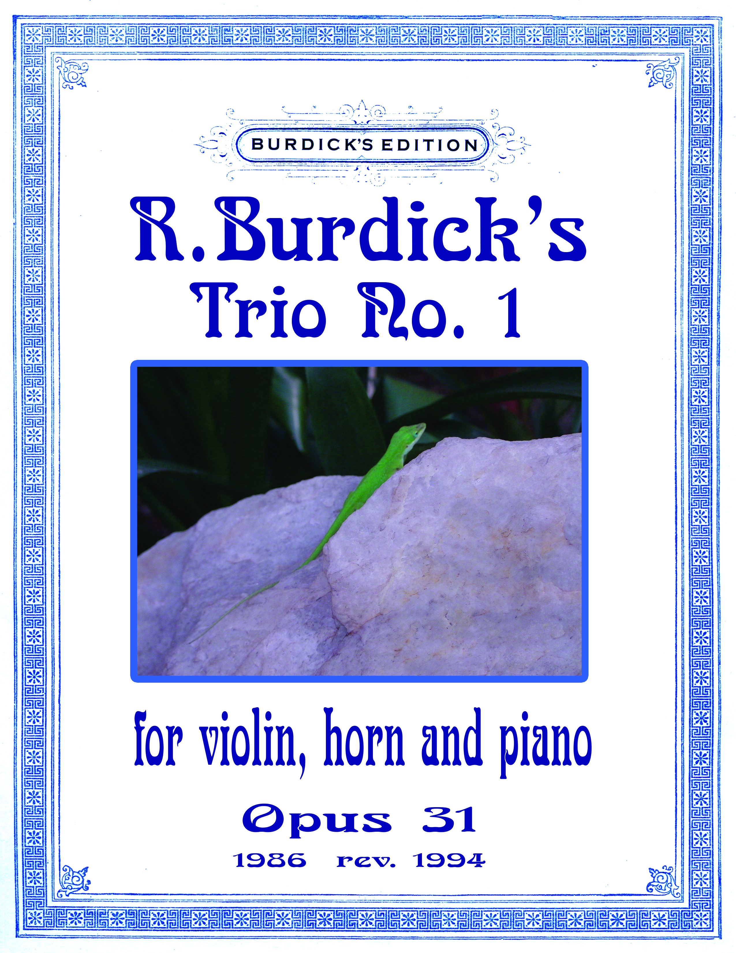 Cover for Burdick's Opus 31 -Trio No. 1