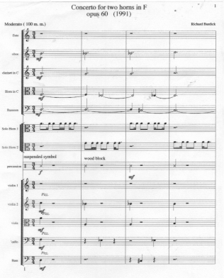 Richard Burdick's Concerto for two horns, m.1