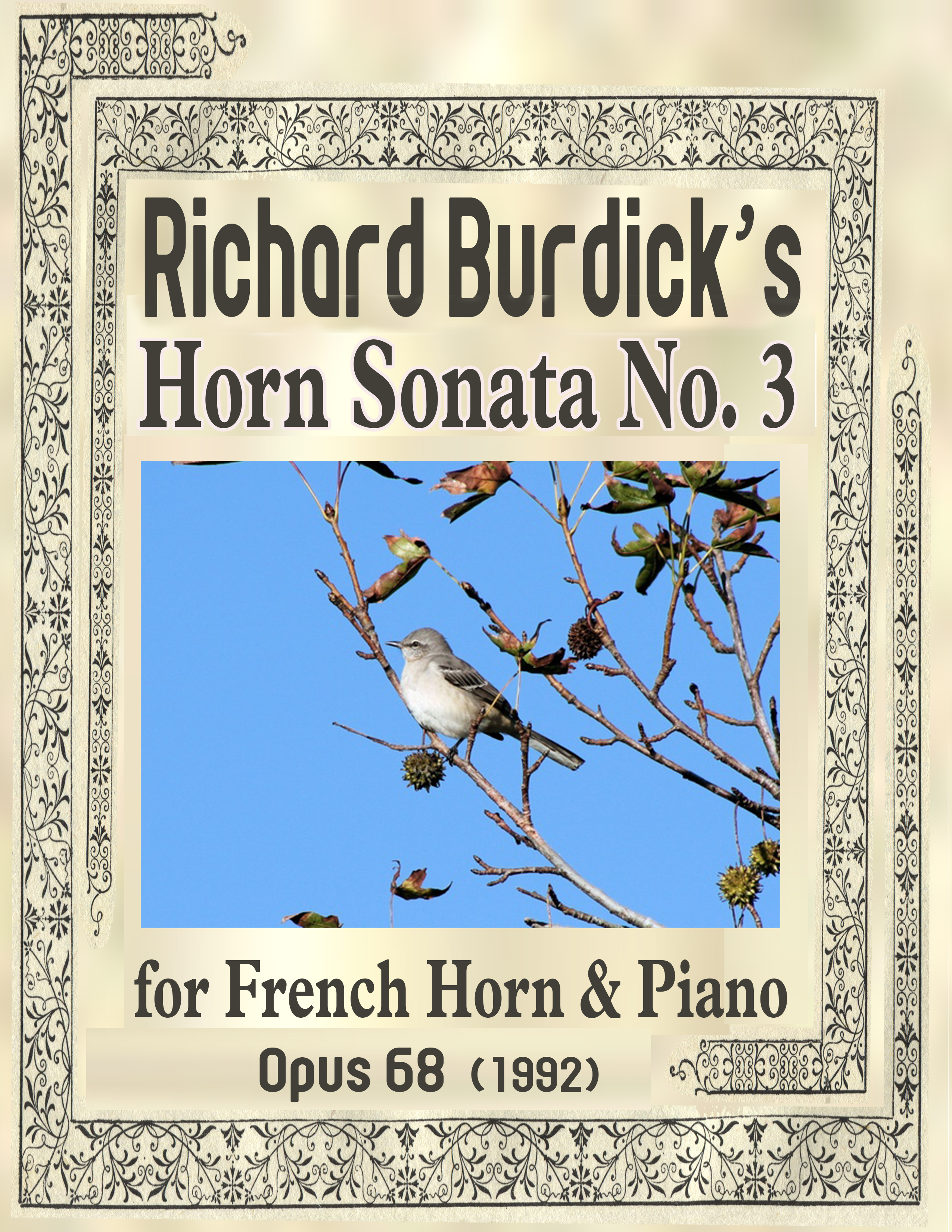 RIchard Burdick's sheet music cover for Mockingbird sonata, Op68