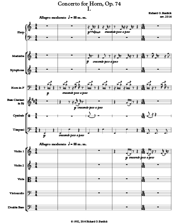 Richard Burdick's Concerto No.2 for horn and orchestra page 1