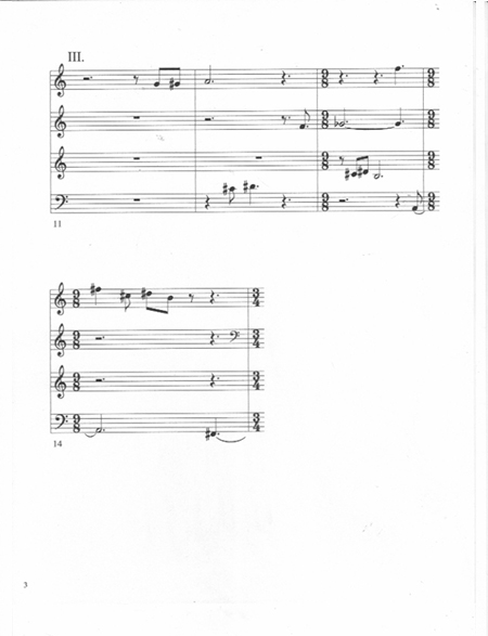 Richard Burdick's Seven Haiku for Horn Quartet , opus 75 page 3