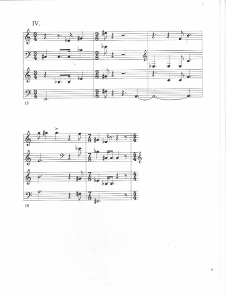 Richard Burdick's Seven Haiku for Horn Quartet , opus 75 page 4