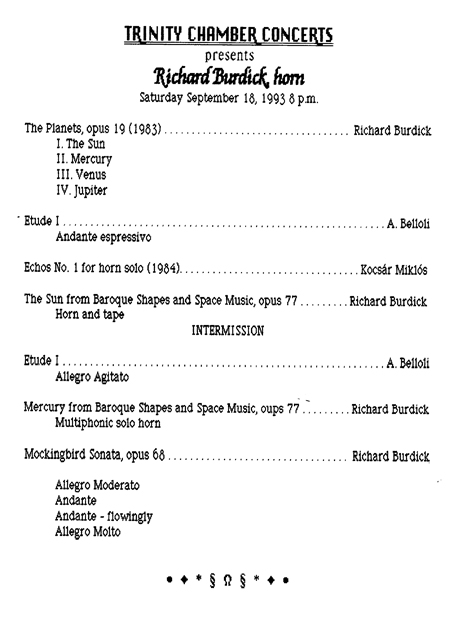 Richard Burdick's solo concert 1993