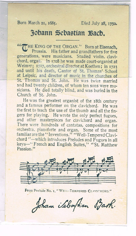 Richard Burdick's rare Bach postcard